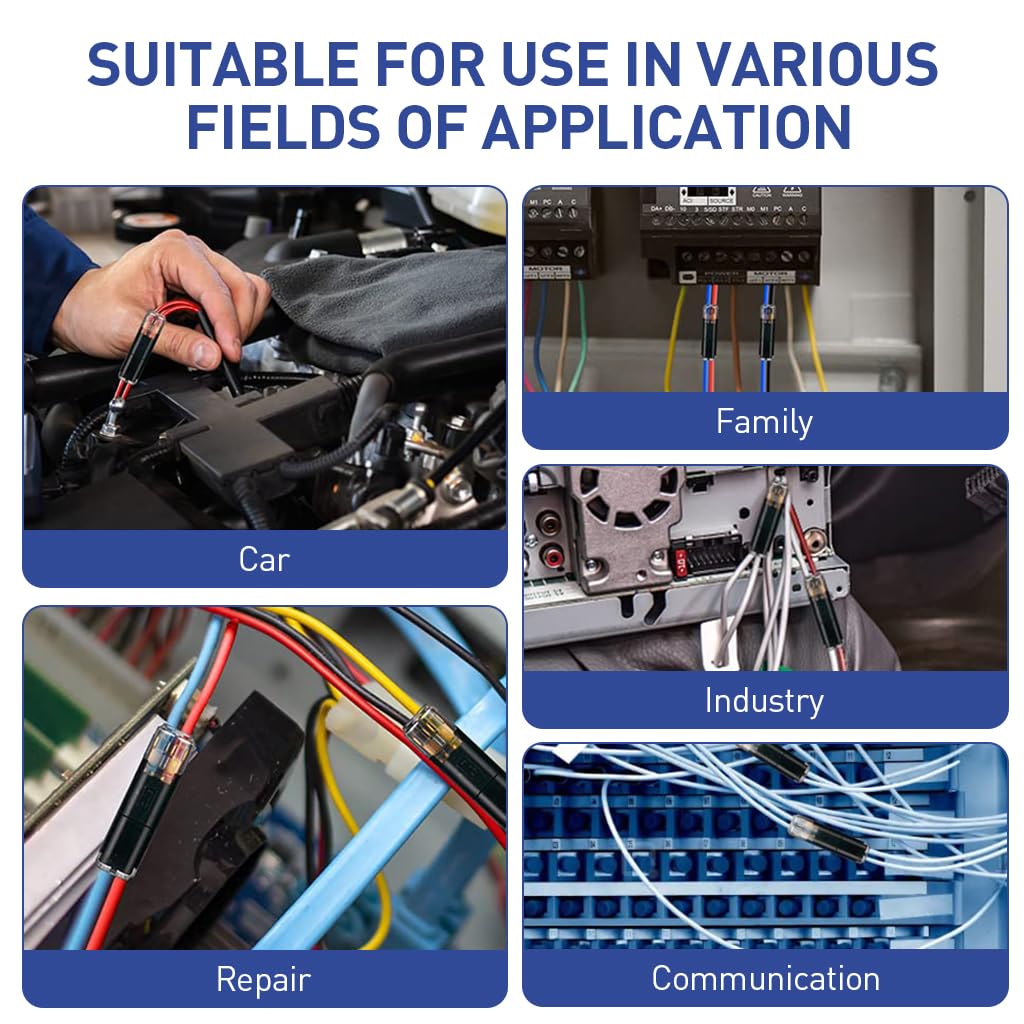 Serplex® 24Pcs Wire Connectors Insulated Wire Connectors Cable Connectors No Need of Stripping Wire Universal 2-Pin Cable Connector Plugs 18-24AWG Cable Connectors for Lighting Fixtures, Appliances