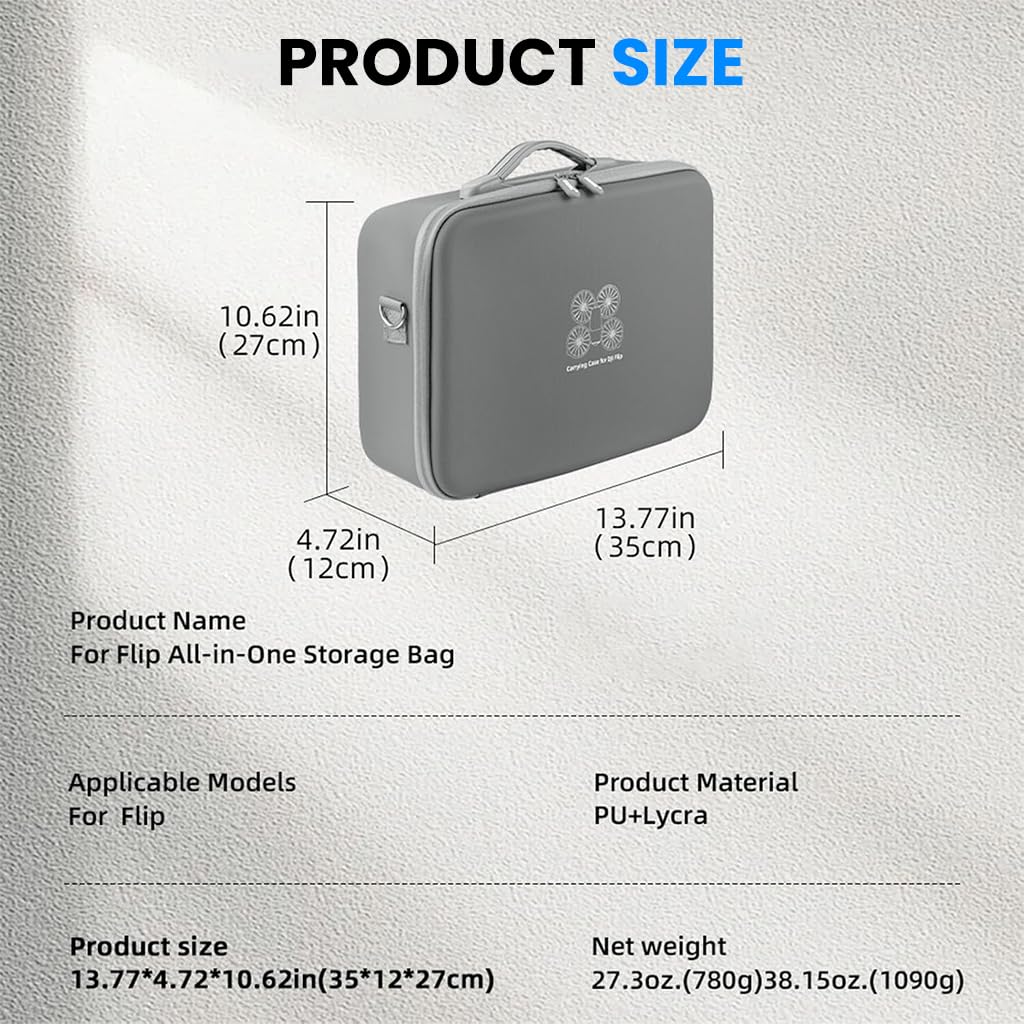 ZORBES Carrying Case for DJI Flip Drone with PU Hard Shell and Custom Molded Compartments | Travel Bag for RC2 and RC N3 Accessories