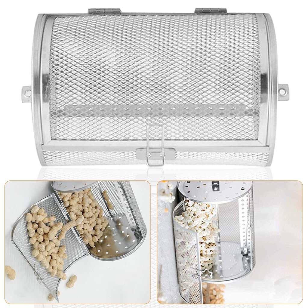 Supvox Stainless Steel Rotisserie Basket for Oven Grilling with Locking Clasp 23cm x12cm | Rotating Mesh Design for Even Cooking