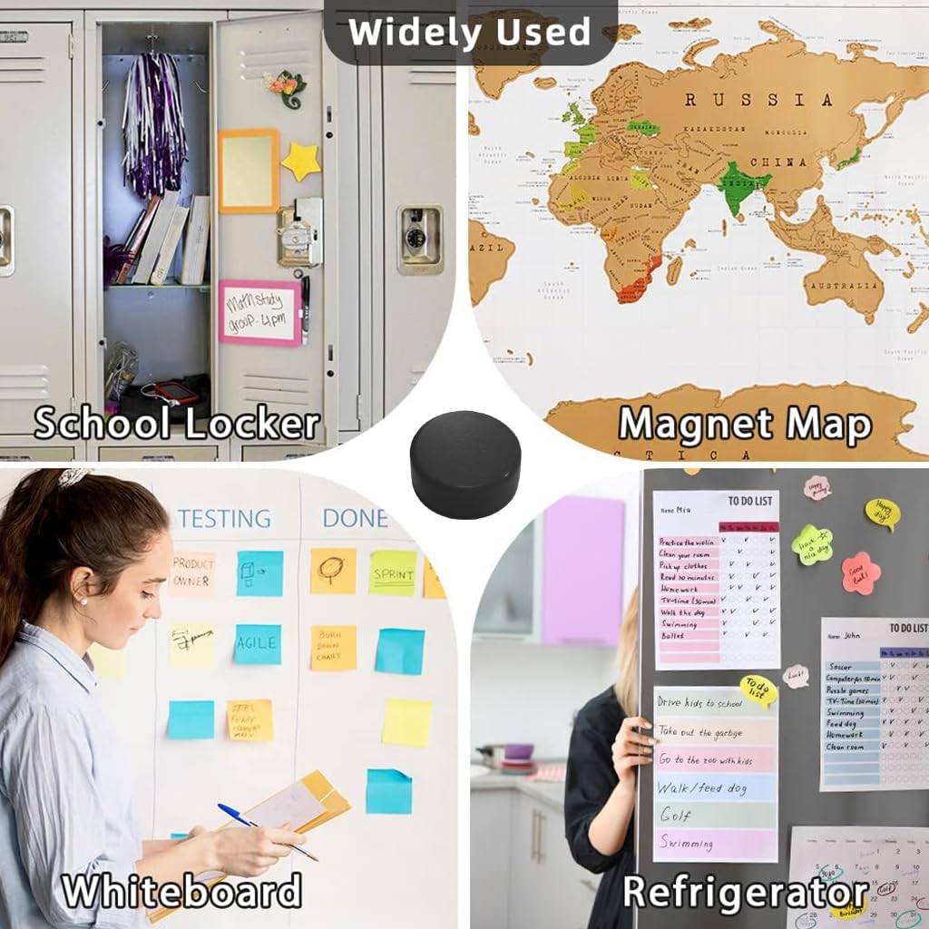 HASTHIP Fridge Magnets for Whiteboard and Refrigerator featuring 20pcs 2cm Strong Hold | Black and Yellow Round Design