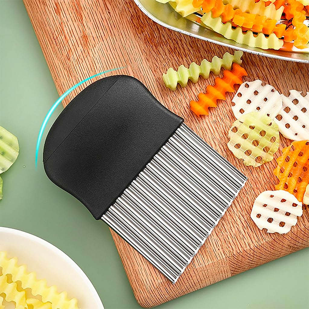 ZIBUYU Crinkle Cutter Knife for Wavy Vegetable and Potato Slicing with 5.4 in Blade | Stainless Steel and ABS Handle