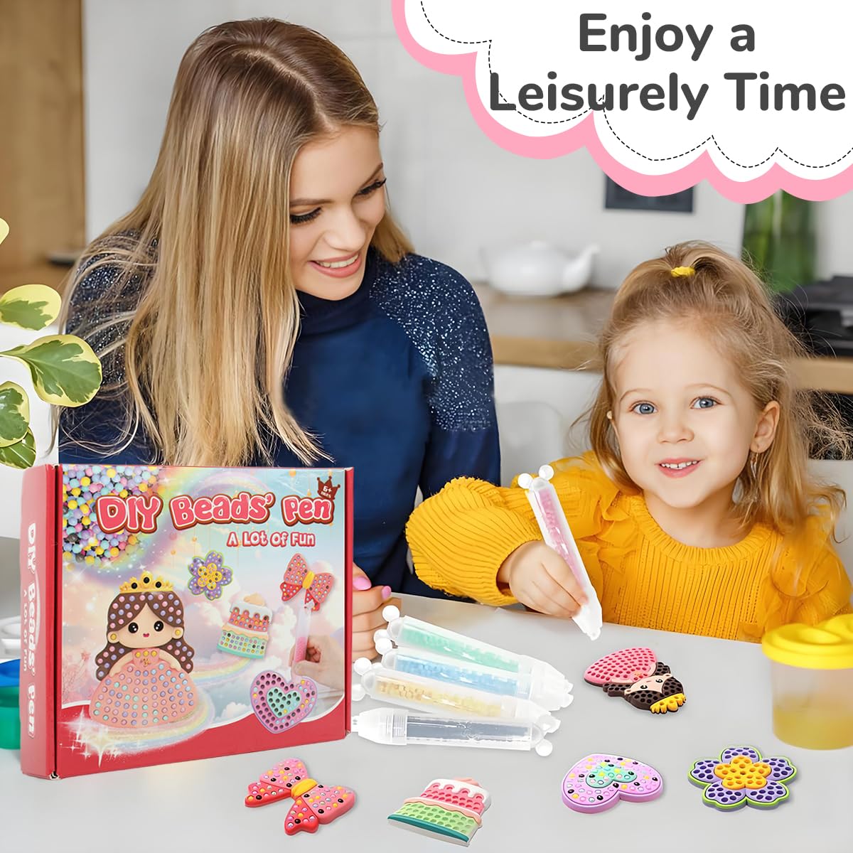PATPAT Diamond Painting Kit for Kids with 4 Color Bead Pens and Design Boards | Creative Princess Art Gift