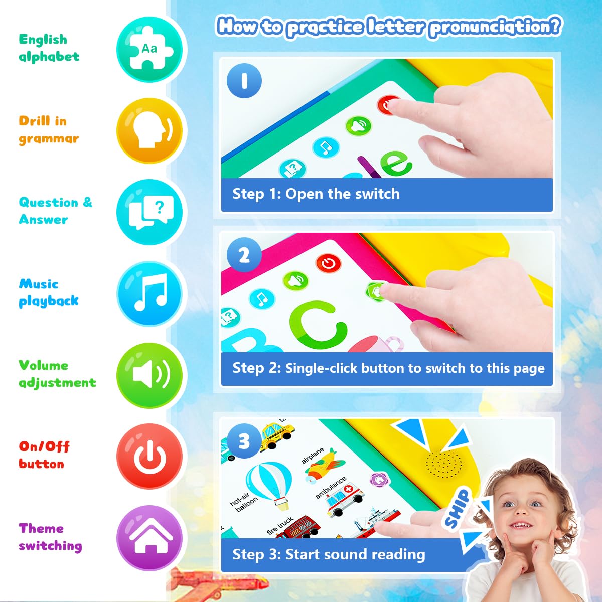 PATPAT Intelligent Book for Kids with Pen featuring 8 Themes and 16 Pages | Educational Sound Toy