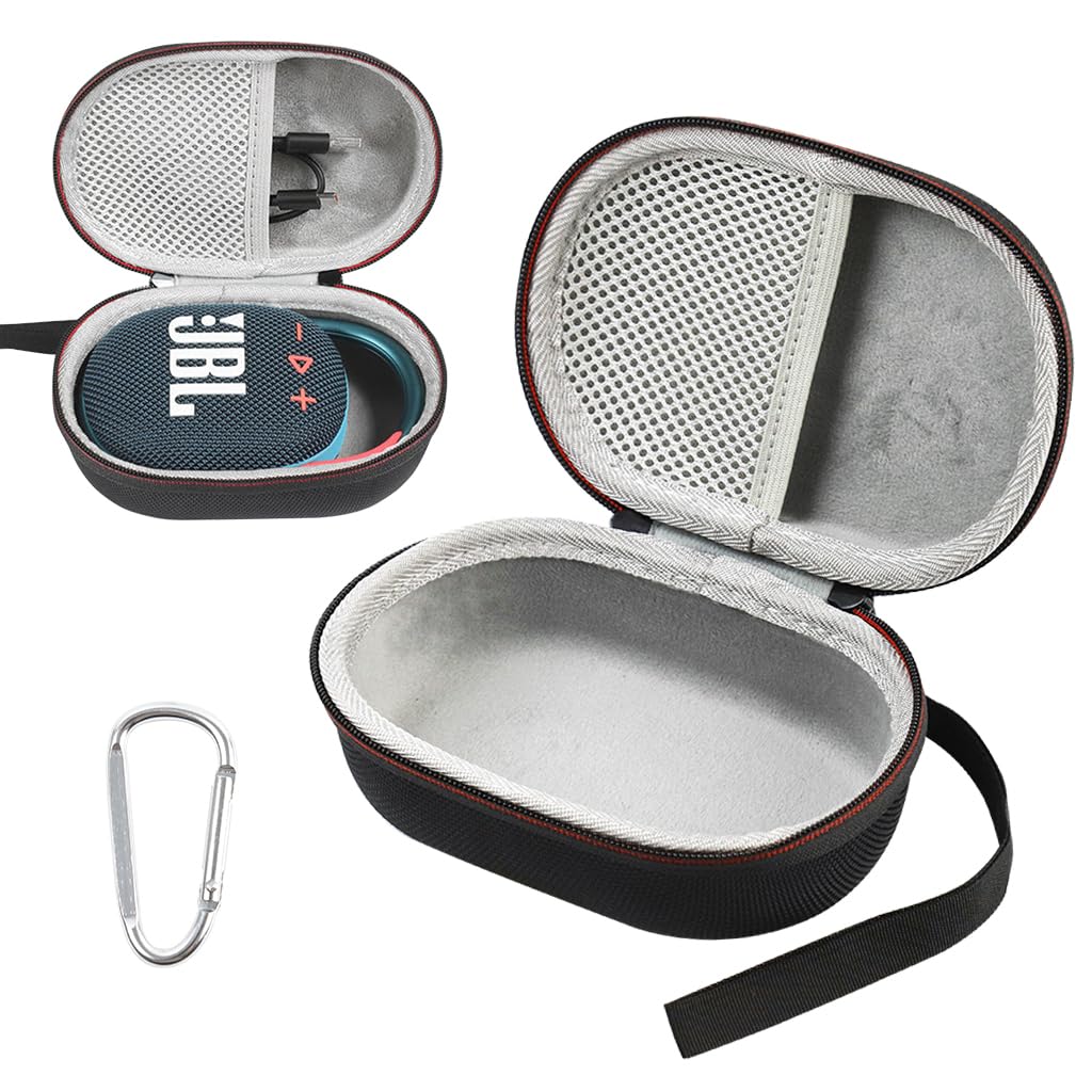 ZIBUYU JBL Clip 4 Case Cover Fashion Travel Shockproof EVA Hard Case for JBL Clip 4, Anti Scratch Carry Pouch Case with Hand Strap, Hard Shell Case Cover Accessory for JBL Clip 4 (Black) - 1