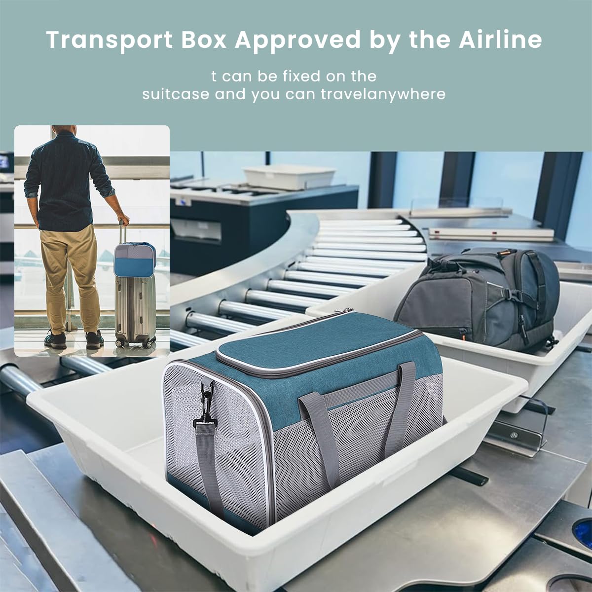 Qpets Cat Carrier Bag for Travel with Dual Entry and 4 Side Mesh Windows | 30×45×30 cm