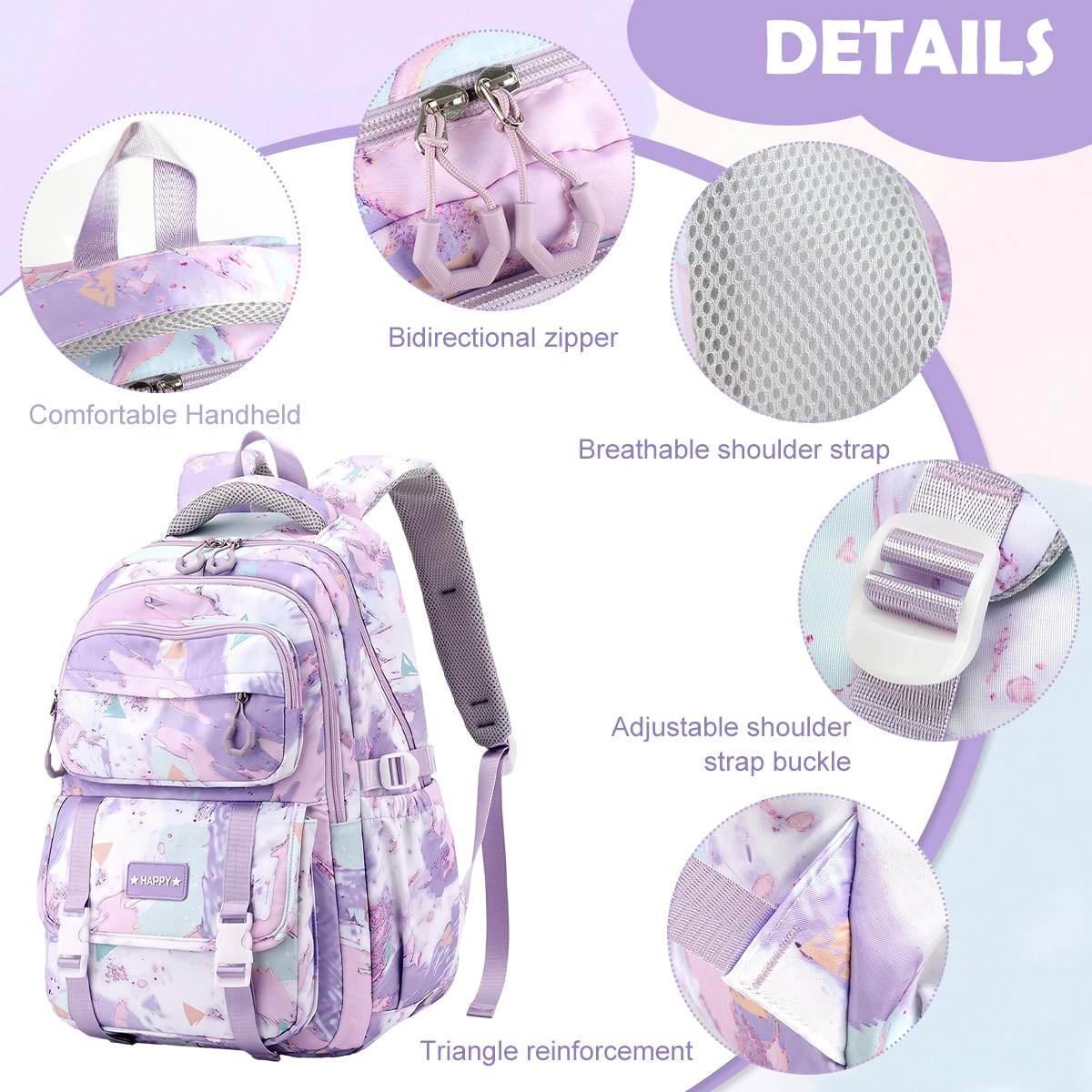 PALAY School Backpack with 13.3 in Laptop Compartment and Trolley Strap | Waterproof Oxford Bag for Girls