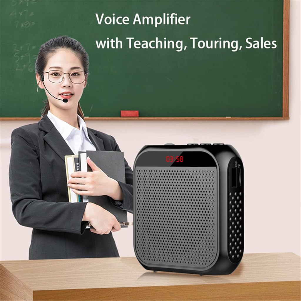 ZORBES® Voice Amplifier for Teachers Microphone Headset Set 2200 mAh with Support TF Card U Flash Disk Portable Tour Guide Coach Speaker Black 3 PCS