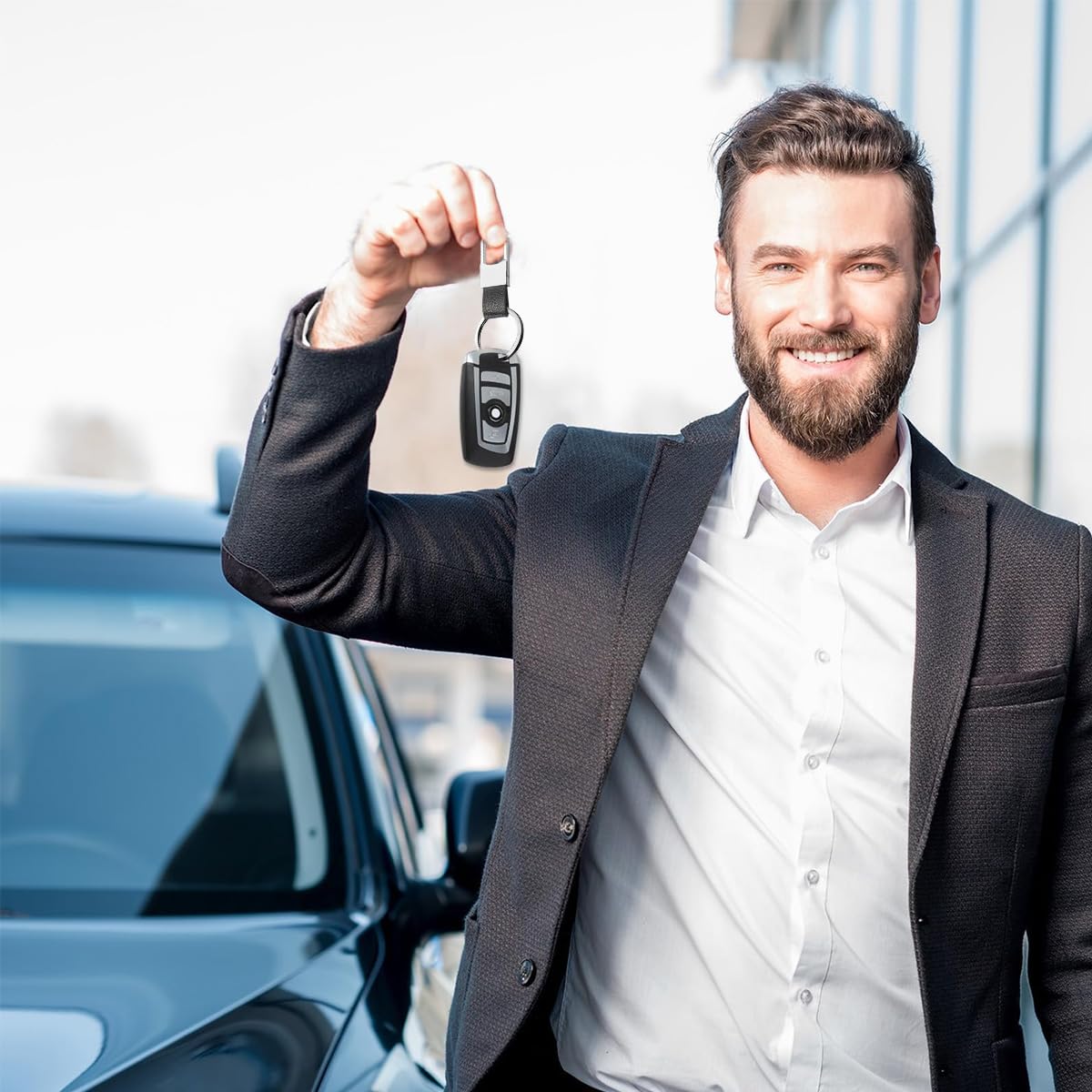 HASTHIP Leather Car Keychain for Organizing Keys with Quick Release Buckle | 2Pcs Gift Set