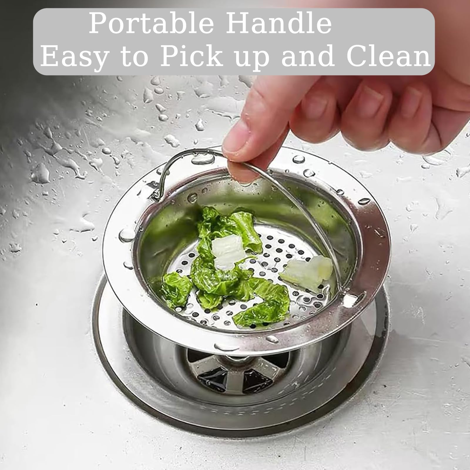 HASTHIP Sink Strainer for Kitchen and Bathroom featuring 3mm Mesh Holes and 4.33 in Size | Stainless Steel 2 Pack