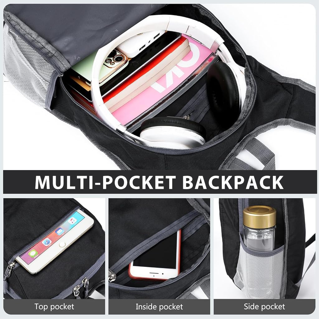 Optifit 15L Travel Backpack for Men Ultra Lightweight Outdoor Backpack Folding Pocket Backpack Multi Pockets Riding Backpack Camping Bag Travel Backpack Hiking Backpack