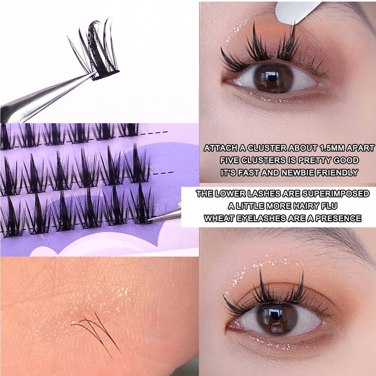 MAYCREATE® False Eyelash Extensions Kit, DIY 160pcs Eye Lashes Clusters, 11-12-13mm Mixed Natural Curl False Eyelashes for Women Girls Home Use Wispy Lash