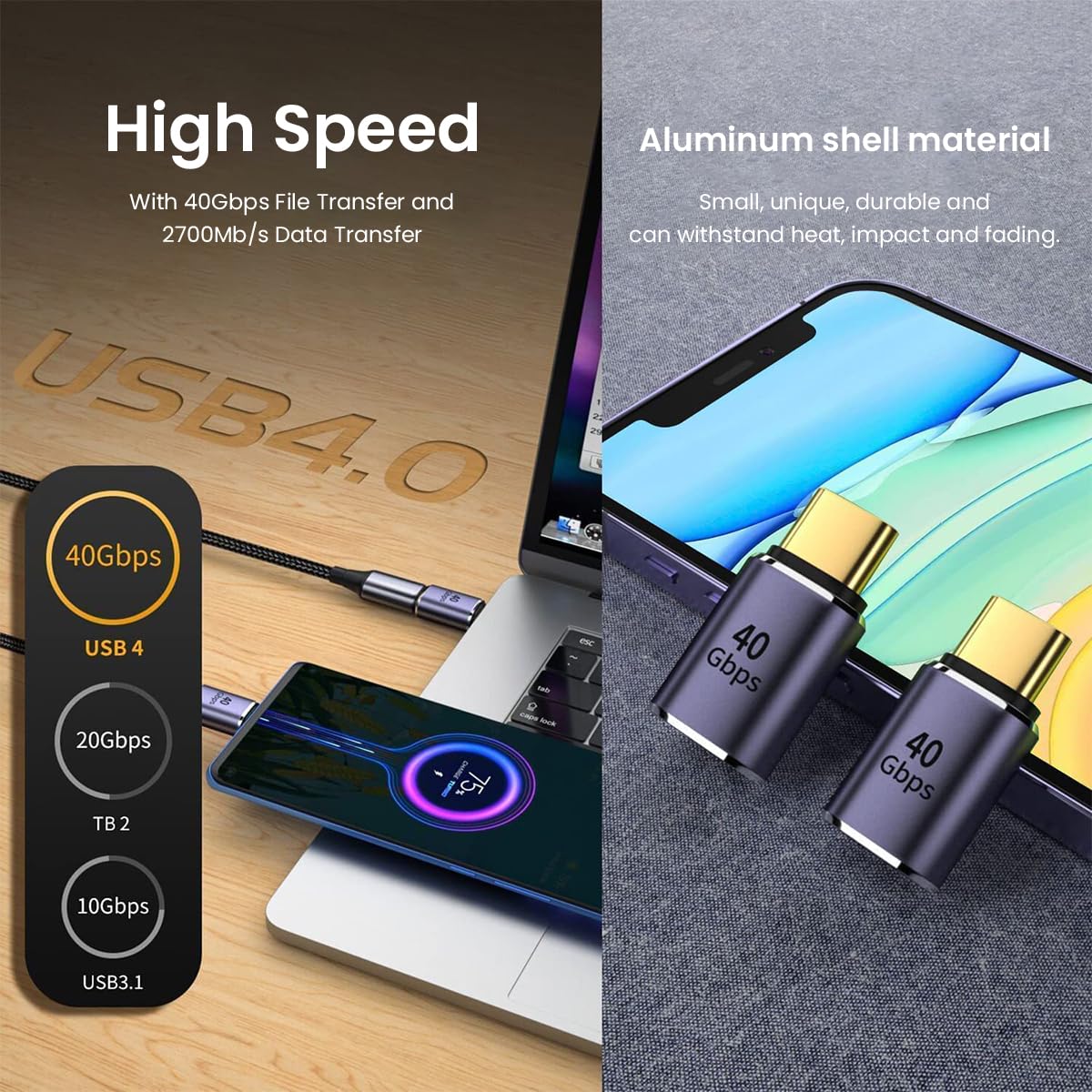 Verilux USB C Adapter for MacBook and Phone with 100W Fast Charging & 8K@60Hz Output | Aluminum Alloy Compact Design