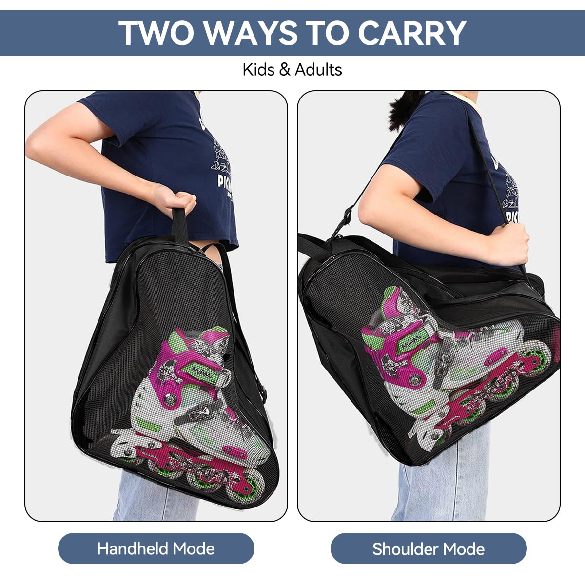 Proberos Roller Skate Bag for Ice and Roller Skating featuring Multi Layer Storage 41x25x39cm | Oxford Cloth with Handle and Shoulder Strap