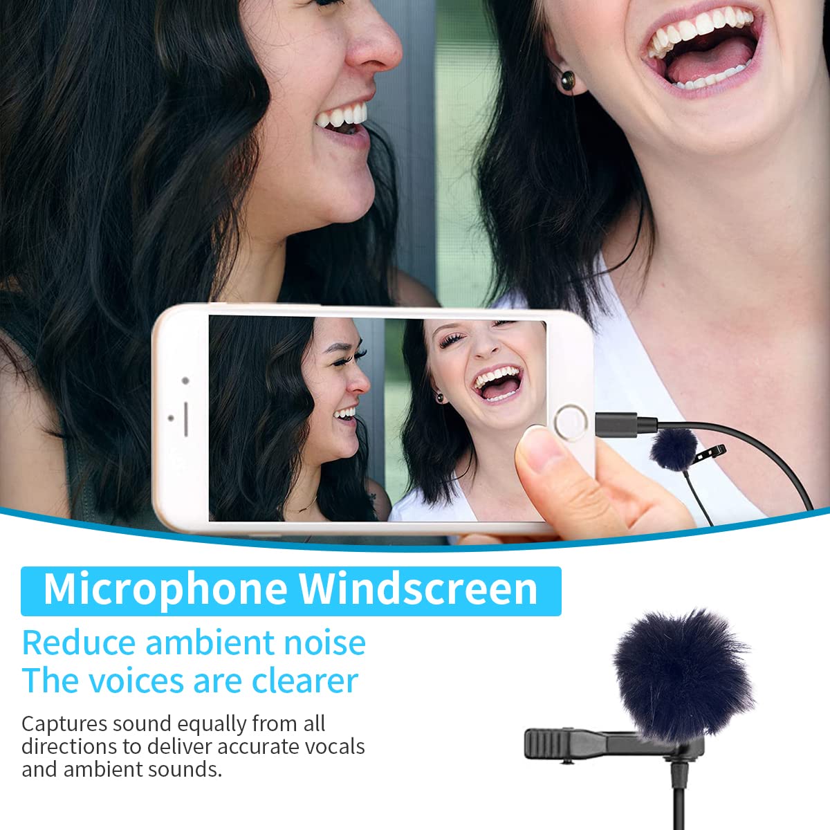 Proberos Microphone Windscreen for Lapel Lavalier Mic with Black Fur | Imported from Hong Kong