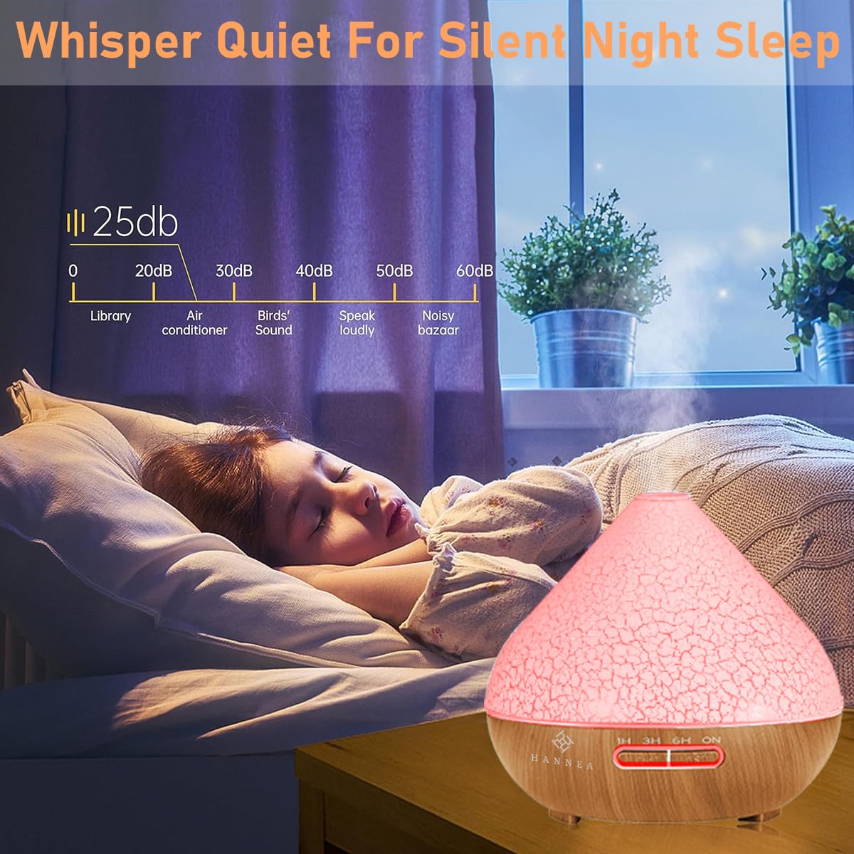 HANNEA LED Humidifier Aroma Diffuser for Home with 500ml Tank and Remote Control | 3 Timer Settings