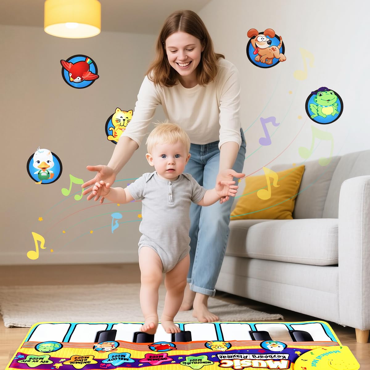 PATPAT Piano Keyboard Musical Mat for Kids with 8 Animal Sounds and 27.56x11.81in Size | Foldable Waterproof Play Mat for Early Learning