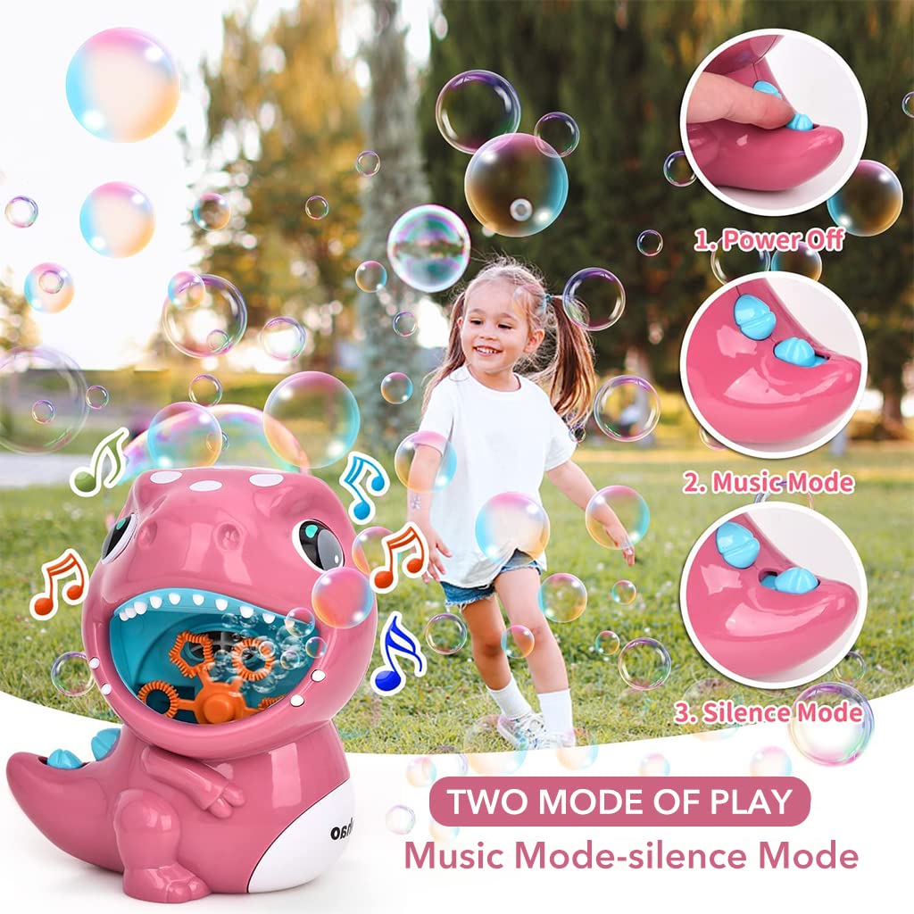 PATPAT® Bubble Machine Dinosaur Bubble Maker, Automatic Bubble Machine Gun 500+ Bubbles Per Minute, Bubble Blower with 1 Bottle of Bubble Solution for, Summer Outdoor Indoor Activity Party Favors