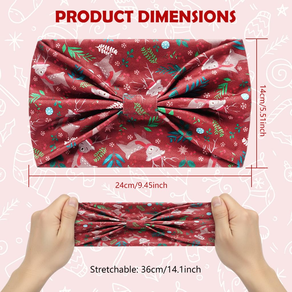 MAYCREATE Wide Hair Bands for Women with 3 Festive Christmas Designs | Soft Stretchy Fabric