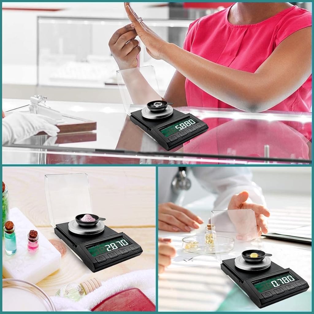 HASTHIP® Digital Kitchen Weighing Scale for Home 50g/0.001g Food Weighing Scale for Diet LCD Digital Pocket Scale with Tray Calibration Weight & Tweezer Portable Electronic Kitchen Scale for Jewellery