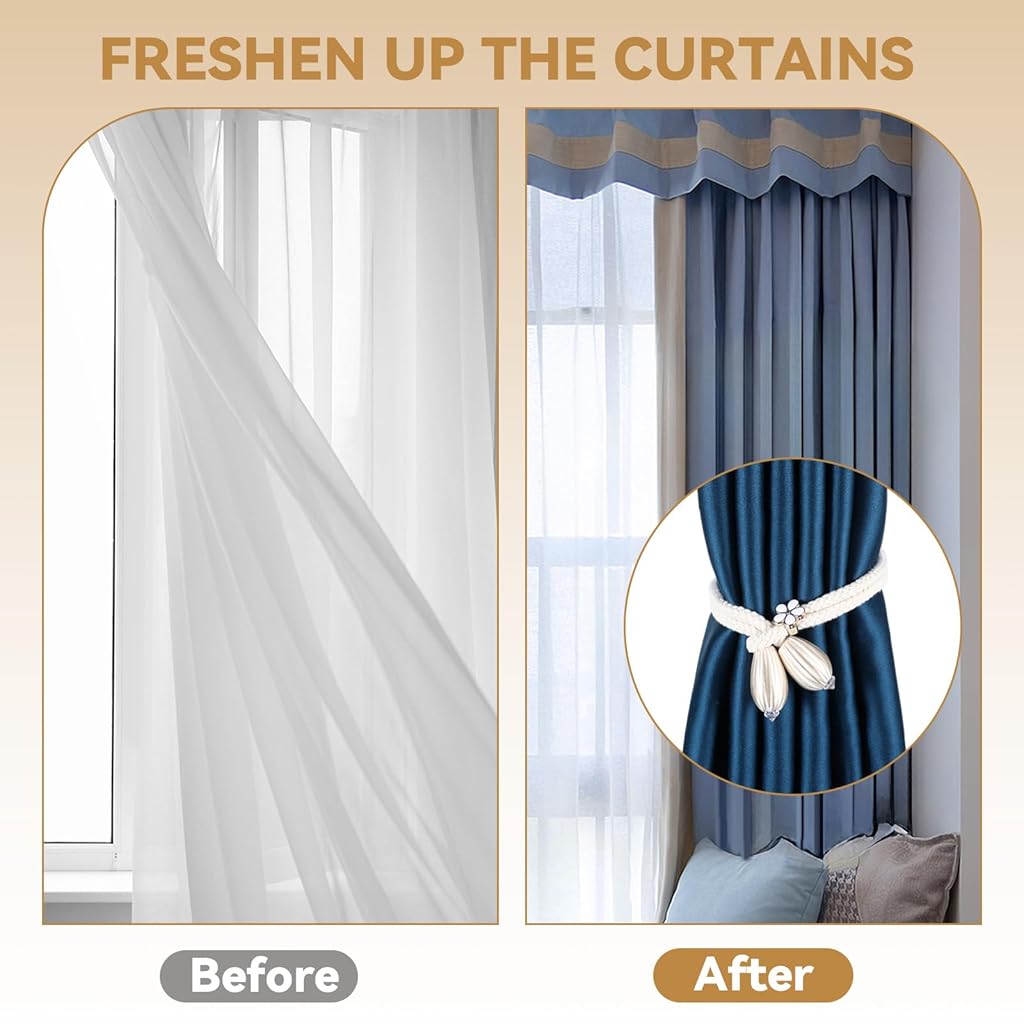 HASTHIP® 4 Pieces Hand Woven Rope Curtain Tiebacks Cotton Curtain Cord Buckles Handmade Ties Buckle Decorative