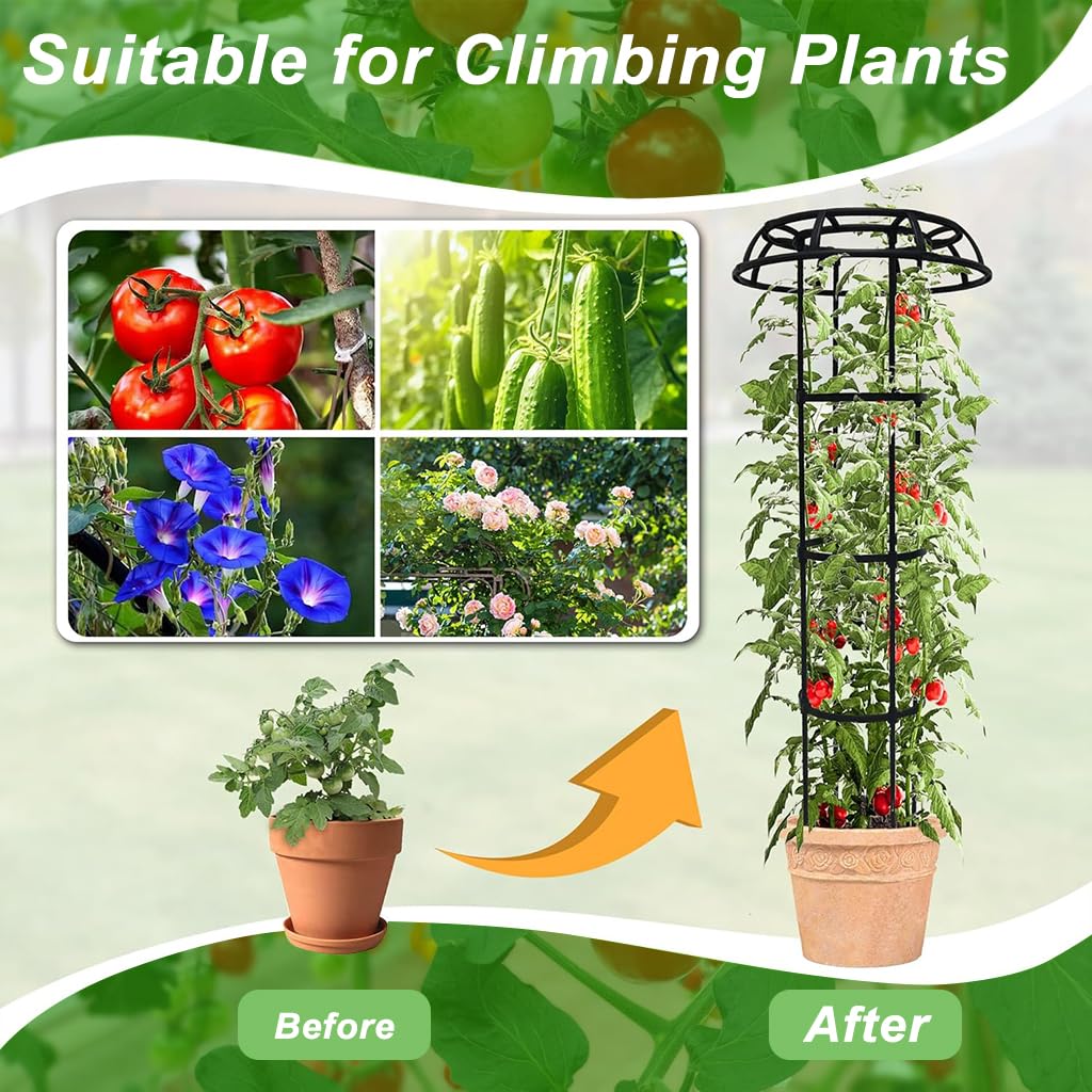 HASTHIP Upright Trellis for Climbing Plants with Cylindrical Hollow Roof | 135 cm Steel and PP Resin Garden Support