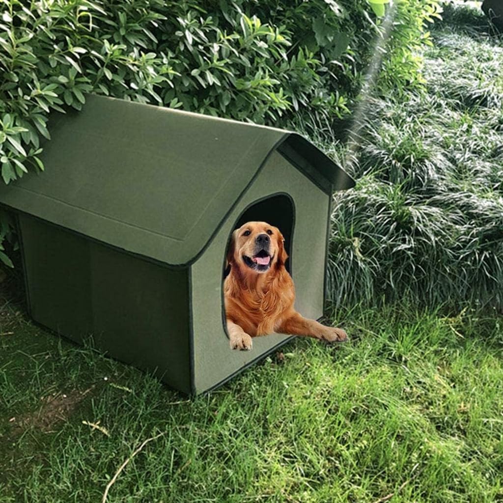 Qpets® Dog House Outdoor Waterproof, Dog House for Medium dog, Stray Cats Dogs Shelter, Rainproof and Insulated Pets Tent, Folding Assemble Pet House, Removable Garden Bed Cage