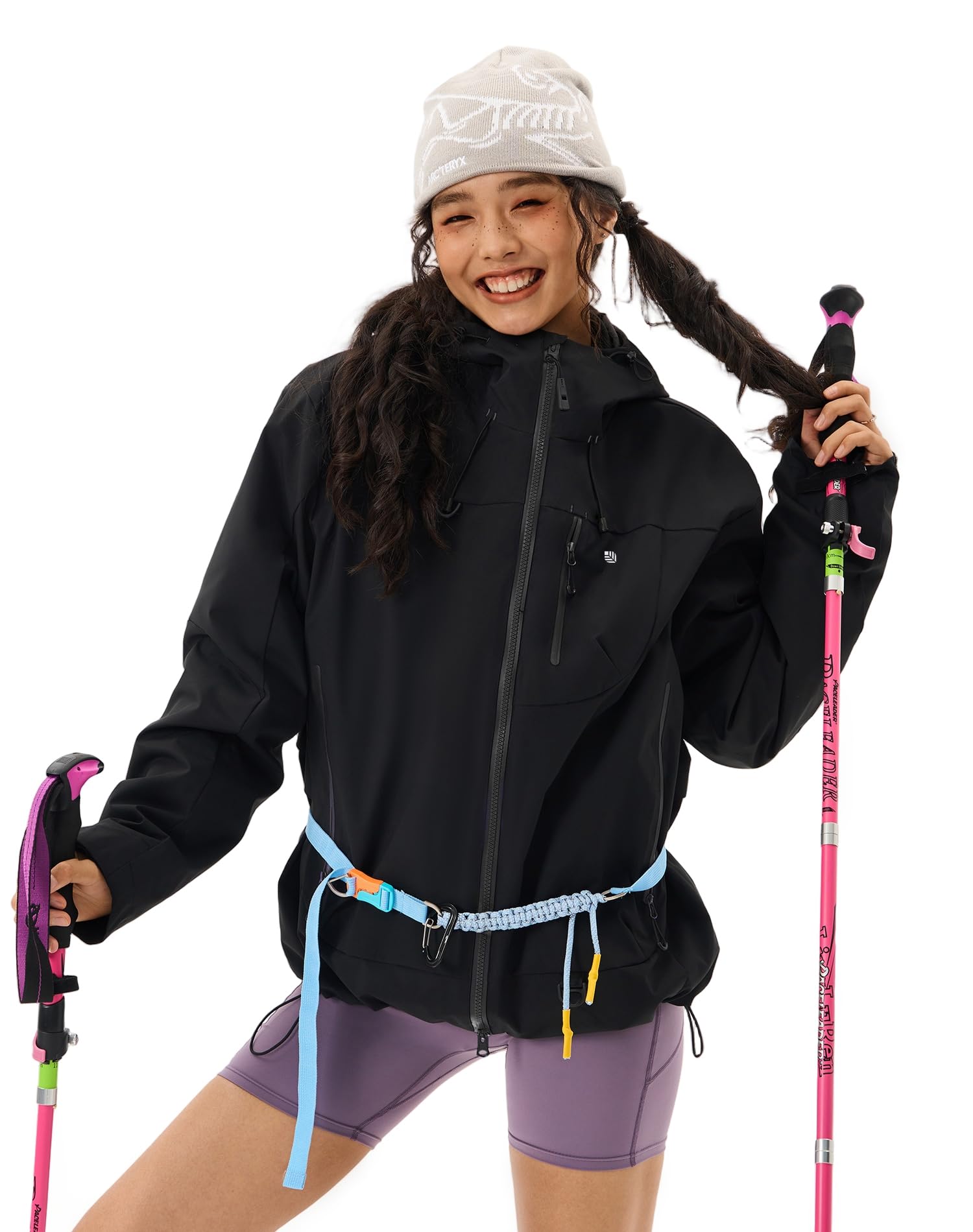 Venzina Women's Waterproof Jacket for Commute and Outdoor Activities featuring a Color Block Design | Breathable Black XL Windbreaker