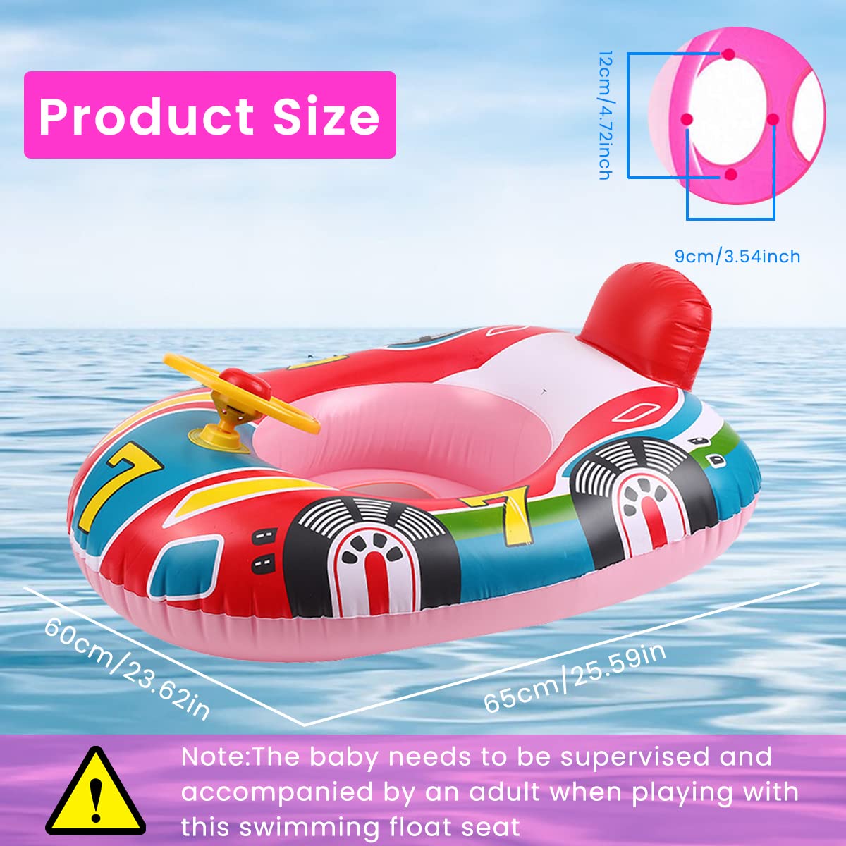 Proberos Inflatable Pool Float Seat for Baby Swimming with Anti Flip Design and 60×45 cm Size