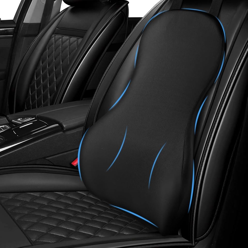 STHIRA® Universal Memory Foam Lumbar Support for Car, Car Back Support for Drivers Seat with Adjustable Straps