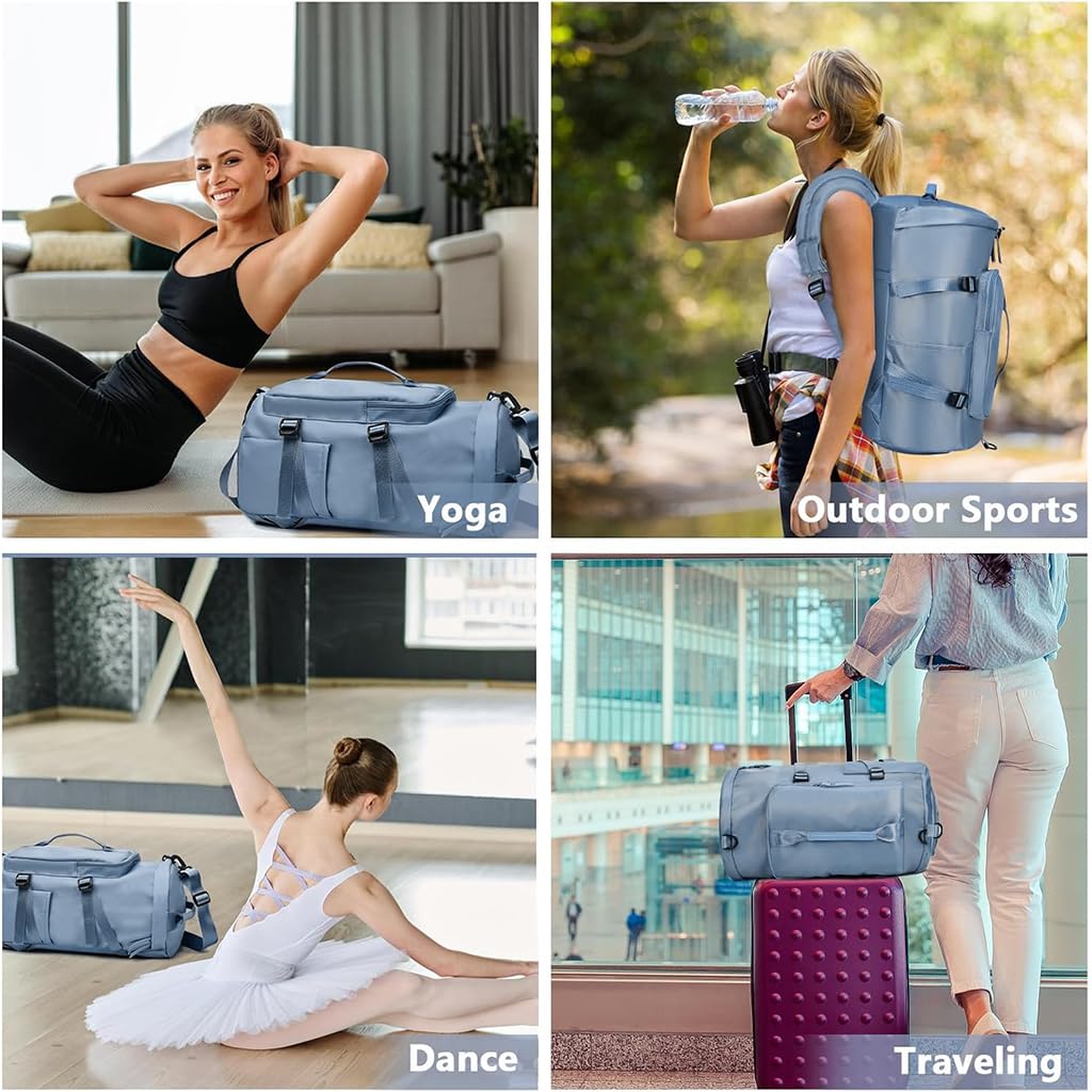 ZIBUYU Gym Bag Duffle Bag for men with Removable Shoulder Strap Travel Backpack Multipurpose Nylon Travel Bag Fitness Bag with Shoe Compartments Multi Compartments Backpack Bag for Travel