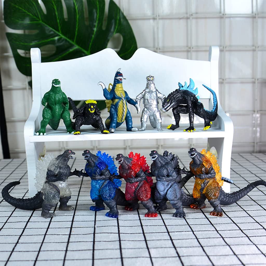 PATPAT  GodZilla Toys 10PCS Desktop King of Monster Model Collection God-Zilla Action Figures Soft Touch Vinyl PVC Dinosaur Toys Monster Toy for Kids Gifts for Kids (5-7cm)