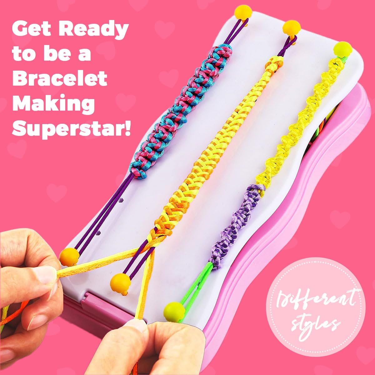 PATPAT DIY Rope Bracelet Making Kit for Kids with Braiding Tool and Charm Buttons | Fun Craft Gift for Girls