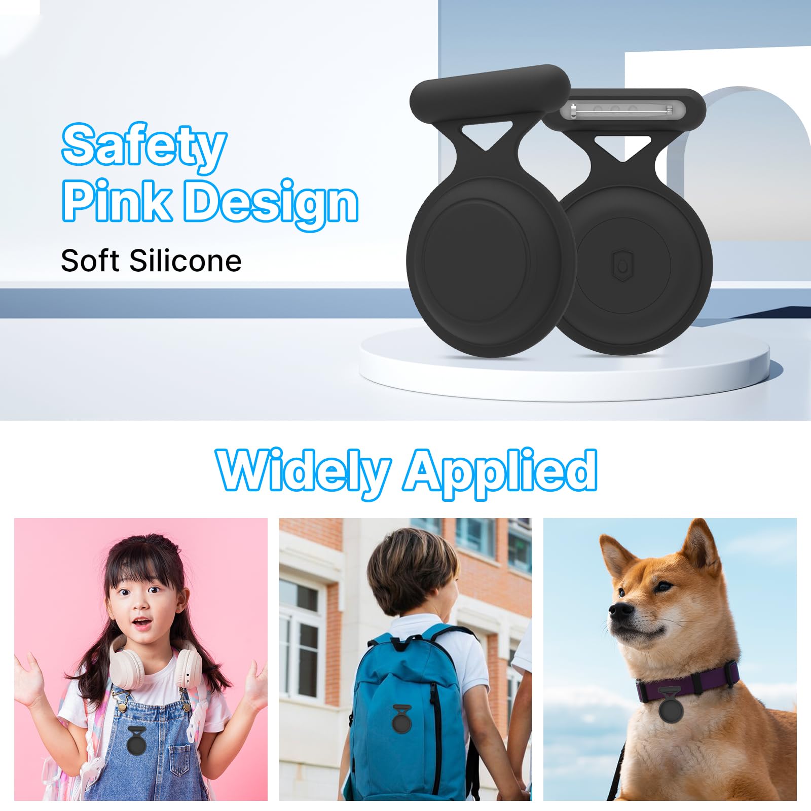 ZORBES AirTag Holder for Kids and Pets with Detachable Pin Brooch Waterproof Silicone Case | 2Pcs Protective GPS Tracker Cover