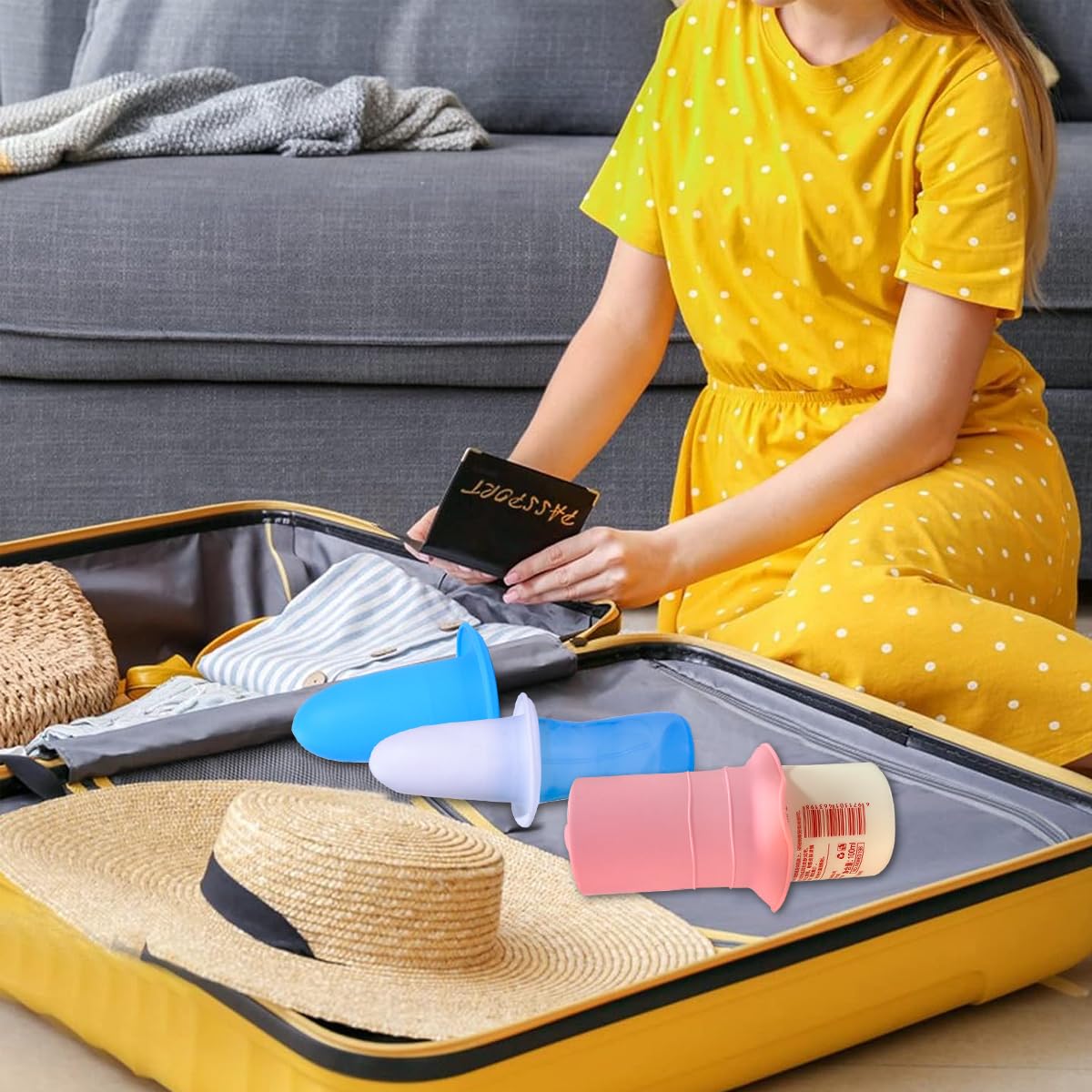 MAYCREATE Leak Proof Sleeves for Travel Bottles featuring Elastic Silicone Cover | 8pcs 6.7×8 cm Reusable Toiletry Accessories