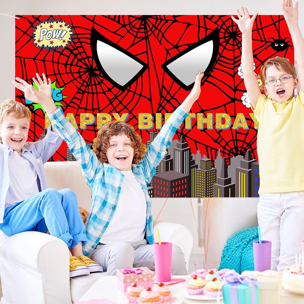 HANNEA Superhero Birthday Backdrop for Kids Party featuring HD Printing & Vinyl Material 6×4ft