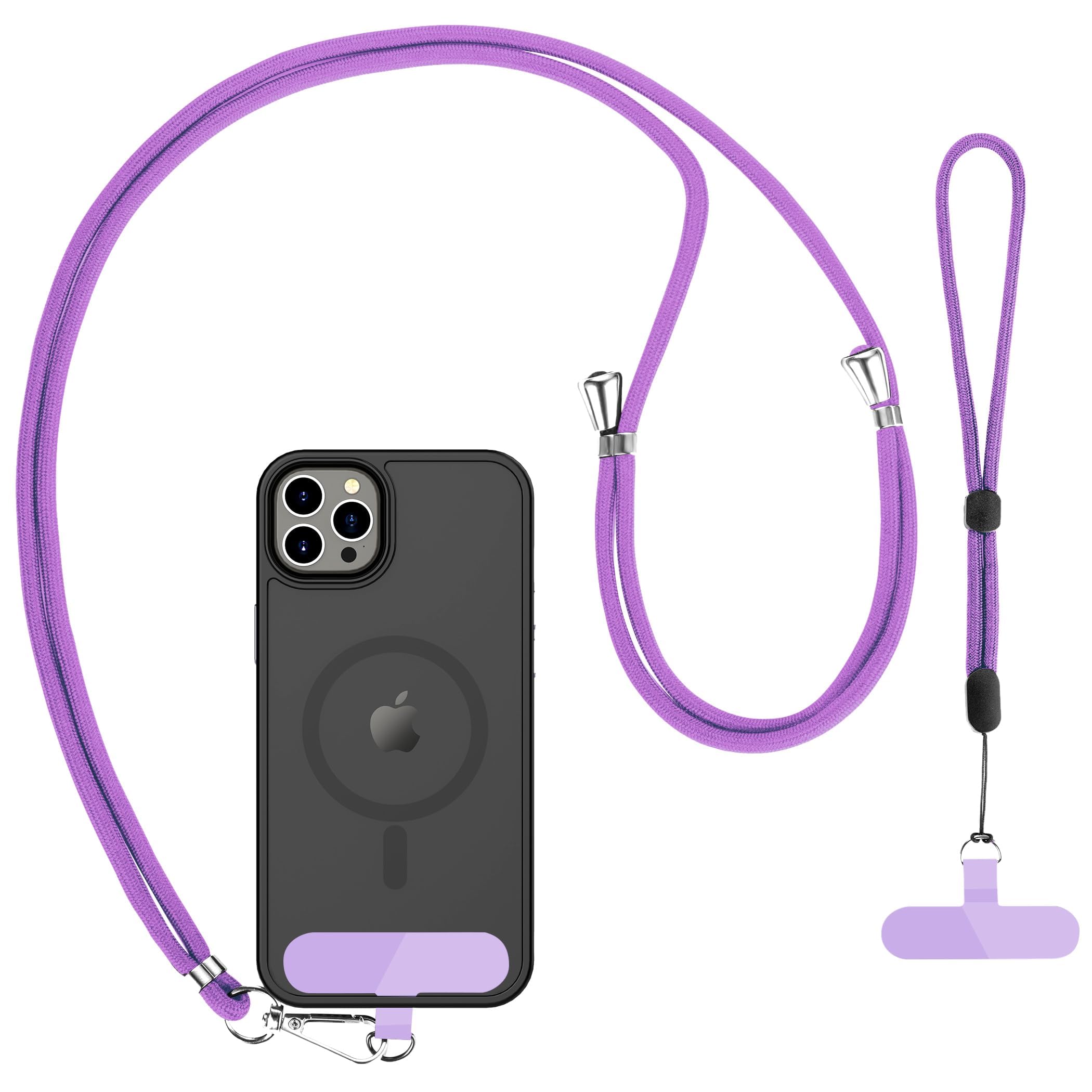 ZORBES® Phone Neck Strap and Wrist Strap Adjustable Nylon Phone Sling Strap with Attachment Insert Quick Release Phone Strap Phone Shoulder Strap Universal Phone Strap Lanyard, Purple