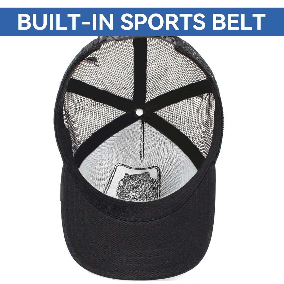 Zibuyu Men's Baseball Cap for Summer with Breathable Mesh and Panther Embroidery | Black Adjustable Sun Hat