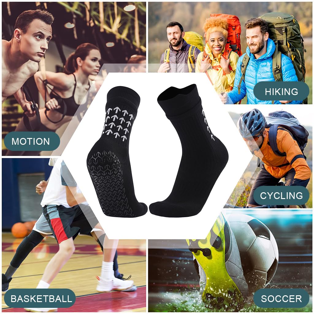 PROBEROS Football Socks for Soccer and Running featuring Rubber Anti Slip Grip and Compression Support