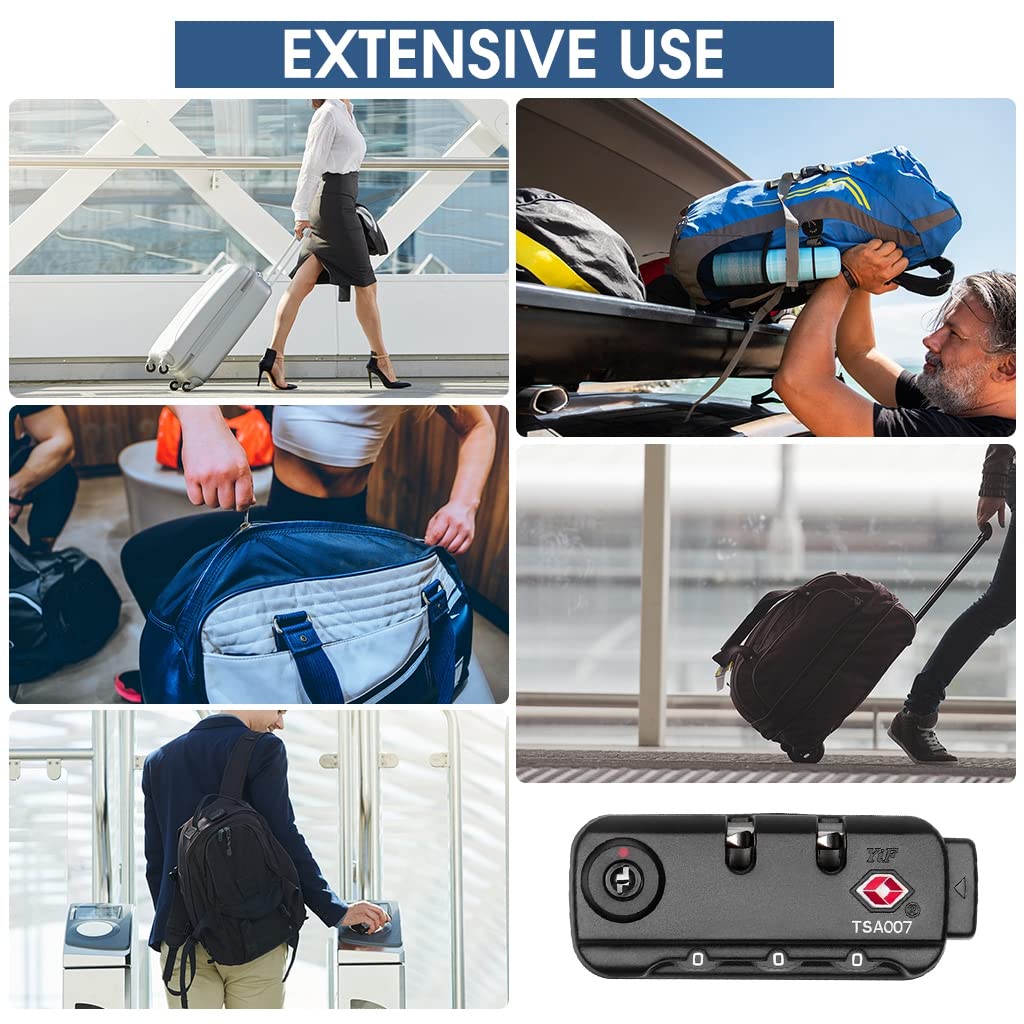 HASTHIP Luggage Lock for Travel with TSA007 Approval featuring 3 Digit Combination and Zinc Alloy Shackle