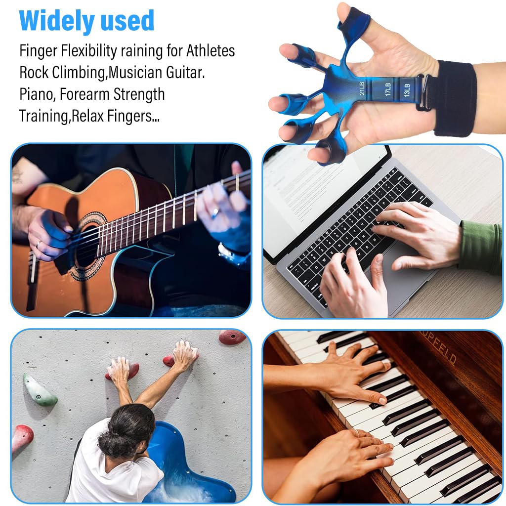 Proberos Finger Gripper for Hand and Wrist Training with Dual Resistance 6.6–21LB | Silicone Finger Exerciser