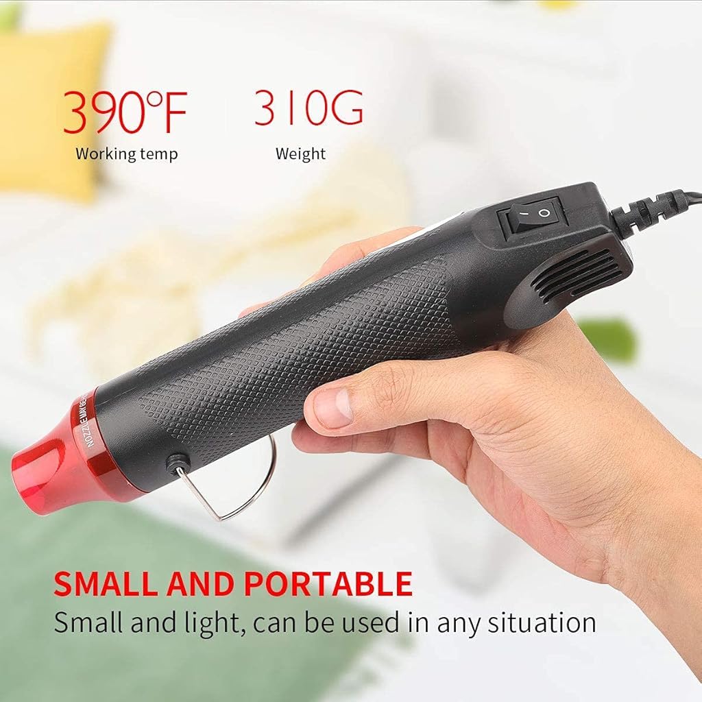 HASTHIP® Handheld Mini Heat Gun 300W Hot Air Multi-Function Electrical Tool for DIY Embossing Shrink Wrapping Drying Paint EU Plug 2 PCS