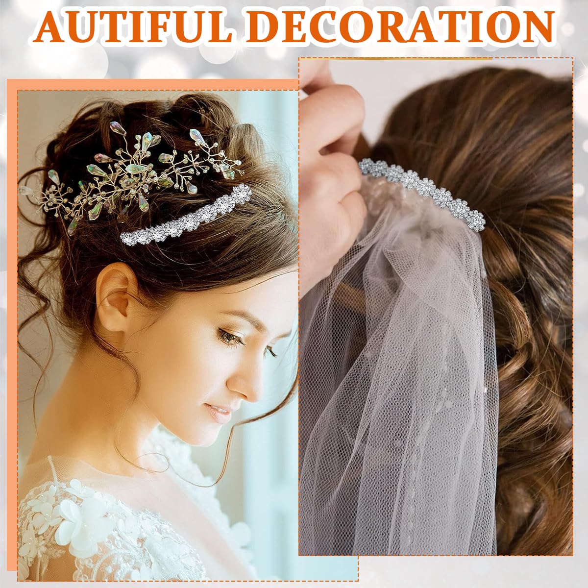 PALAY Hair Comb Clip for Women featuring Rhinestone Flower Design 3Pcs Alloy Set | Wedding and Party Headpiece