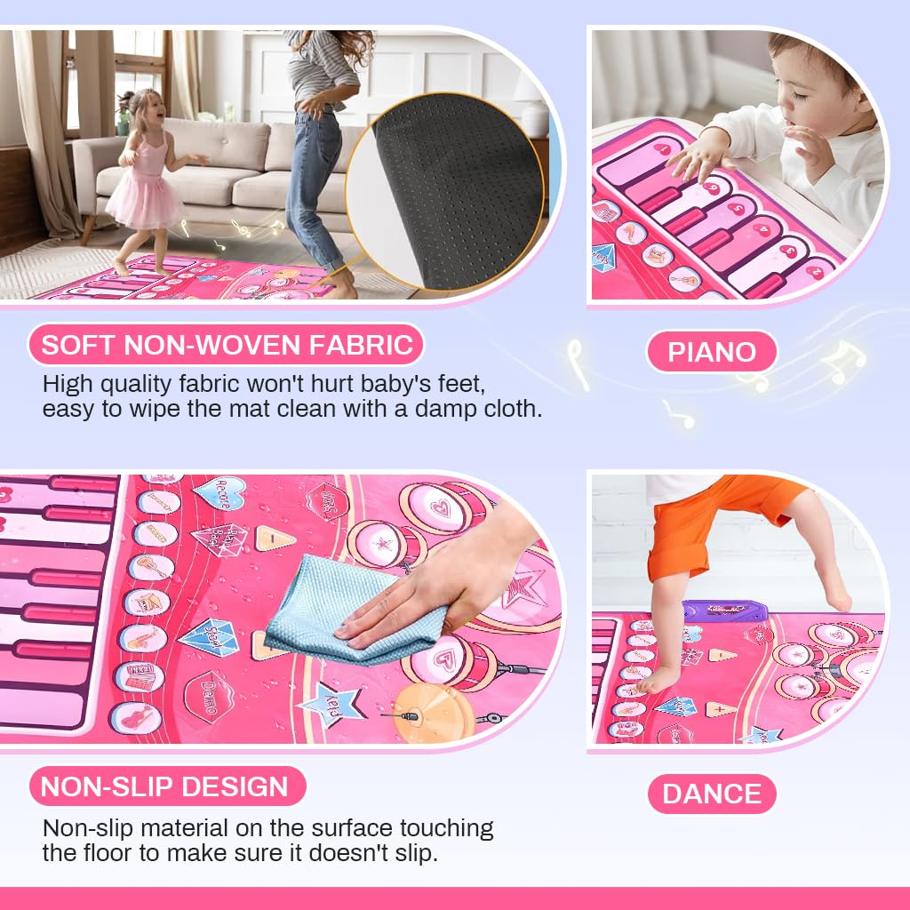 PATPAT Piano Keyboard Musical Mat for Kids with 8 Instrument Sounds and 75x54 cm Size | Educational Play Toy