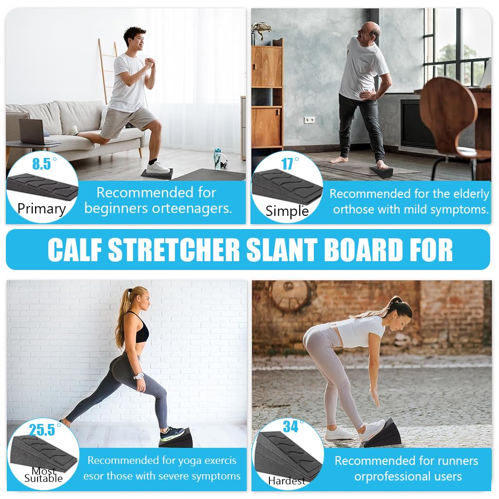 Proberos Squat Wedge Set of 3 for Squats and Calf Stretching with 8.5°–34° Adjustable Tilt | Non Slip EPP Blocks for Safe Strength Training