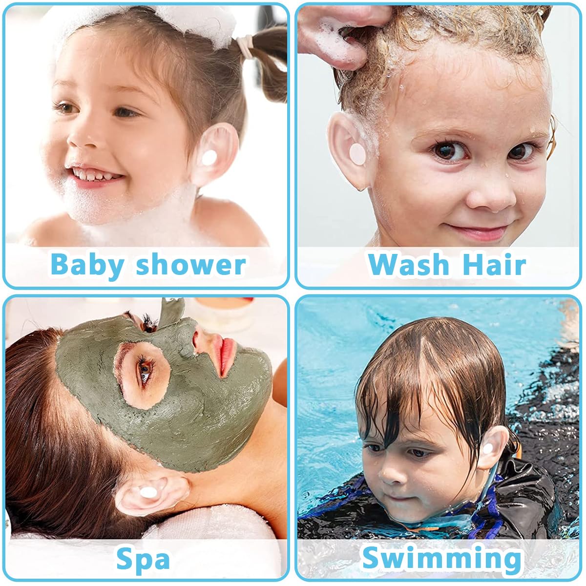 HANNEA Waterproof Ear Stickers for Swimming and Shower featuring Self Adhesive PU Film | 40pcs Set