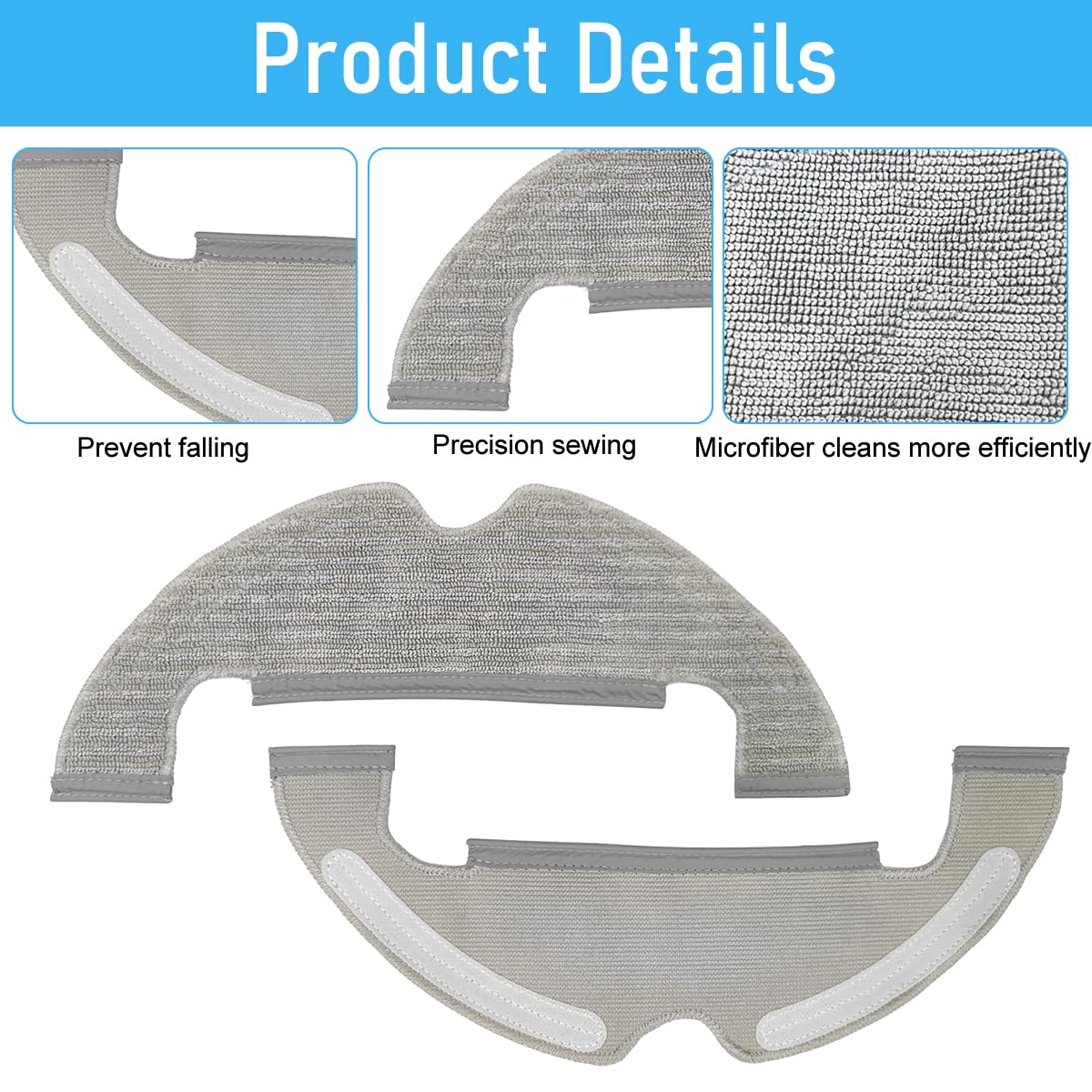 HASTHIP Mopping Cloth for Mi Robot Vacuum Cleaner X10 with Microfiber Wet and Dry Use | Pack of 4 Replacements