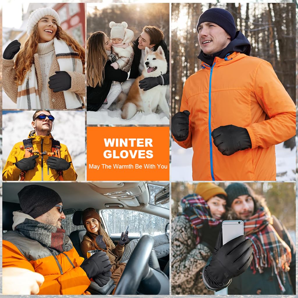 PROBEROS Winter Gloves for Men featuring Windproof Exterior and Anti Slip Grip | Plush Liner Warmth