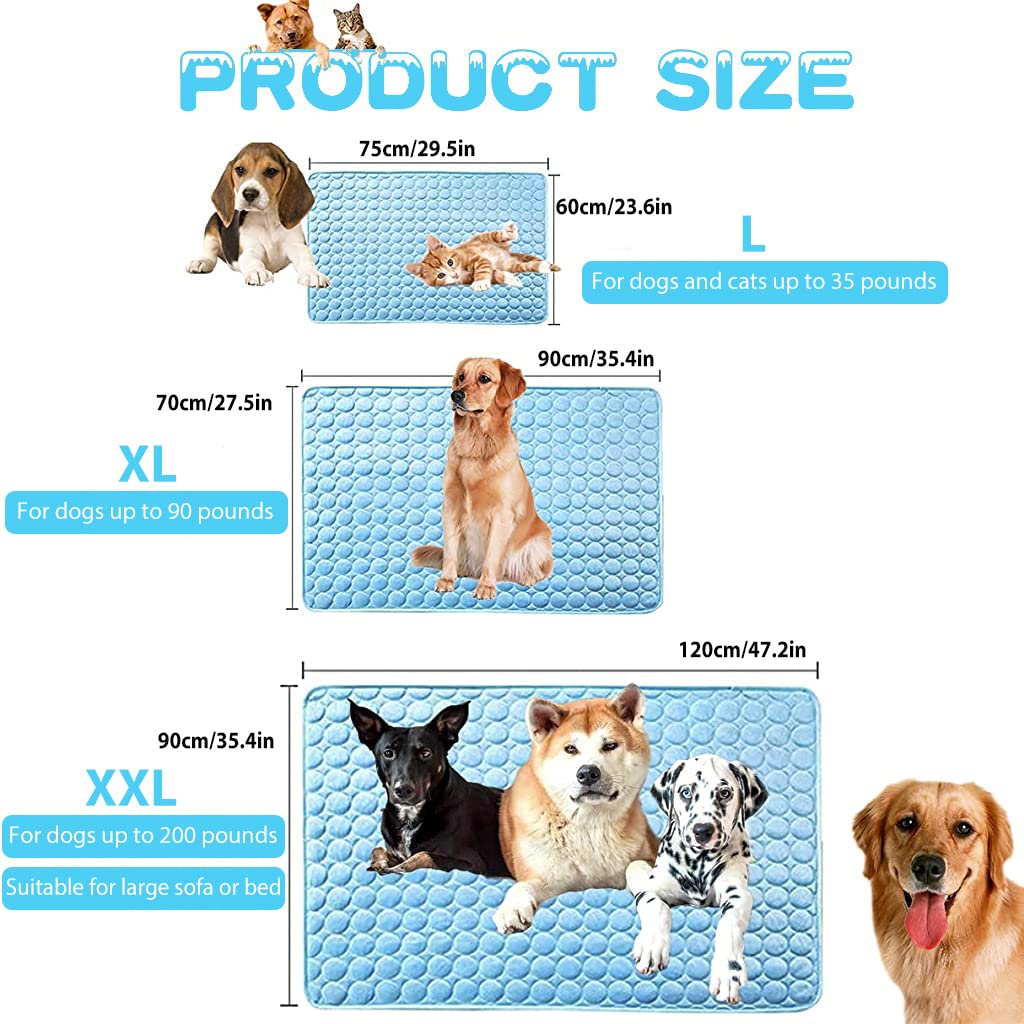 Qpets Dog Cooling Mat for Summer with Ice Silk Fabric 90×70cm | Washable Waterproof Pad