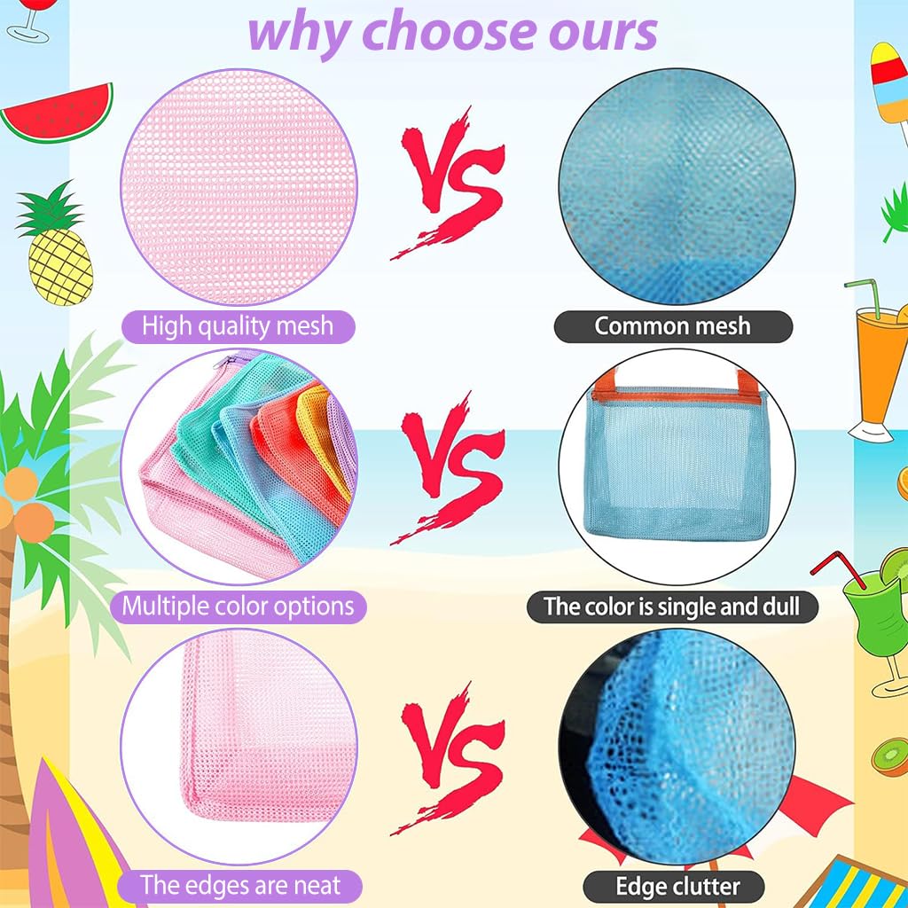 PATPAT Mesh Beach Bag for Kids featuring Expandable Design and Adjustable Straps | Sand-Free Toy Storage