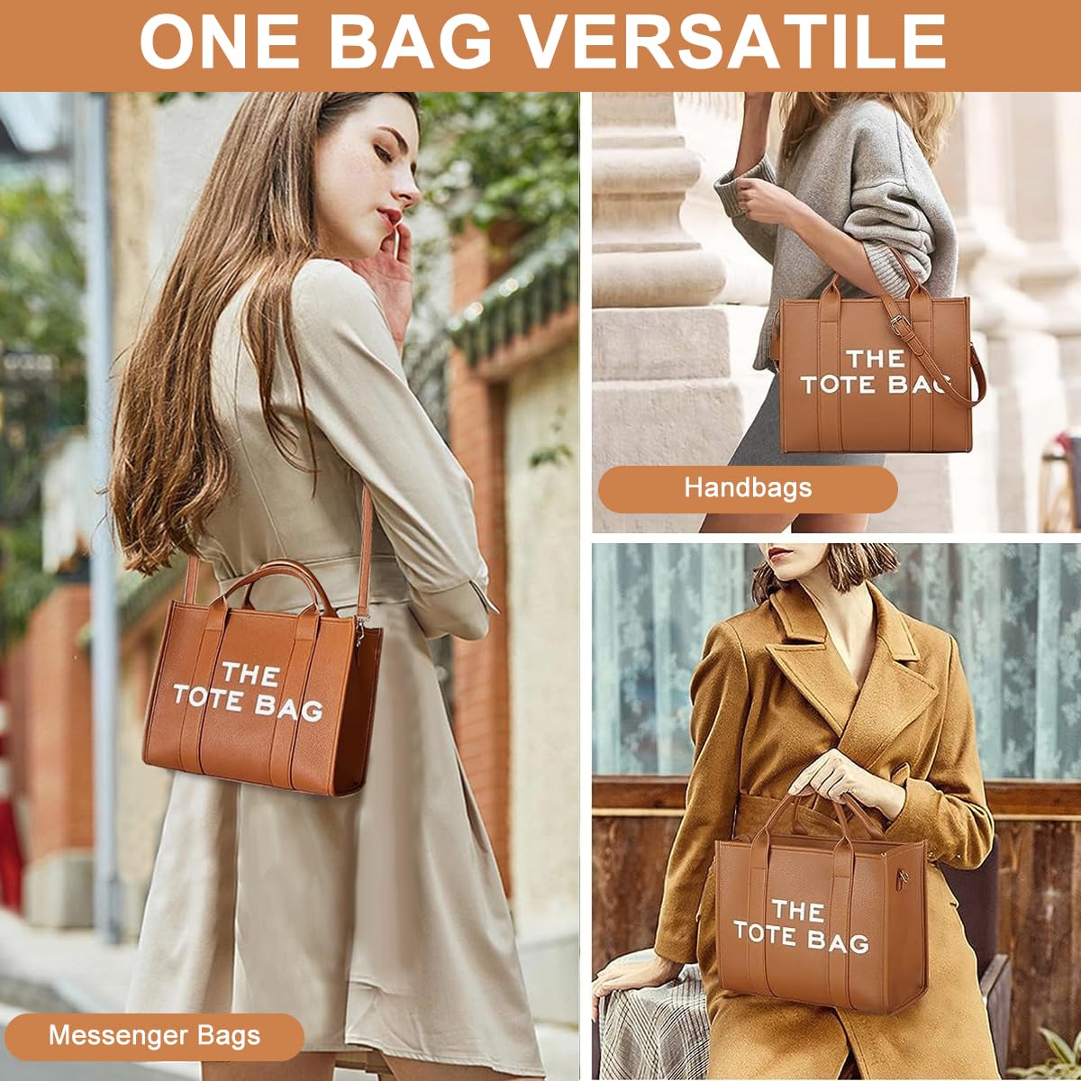 PALAY PU Tote Bag for Women with Detachable Shoulder Strap 27.5×10.5×22cm | 3 PCS Set